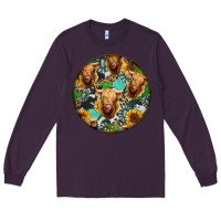 Plum Highland Cow Pattern Long Sleeve Tee - Jasminsmagicworld