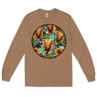 Toasted Coconut Highland Cow Pattern Long Sleeve Tee - Jasminsmagicworld