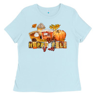 Baby Blue happy fall y'all Ladies Tee - LillyAllenDesigns