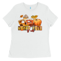 White happy fall y'all Ladies Tee - LillyAllenDesigns