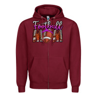 Burgundy Football Mom Zipper Hoodie - CowhideDigitalArt