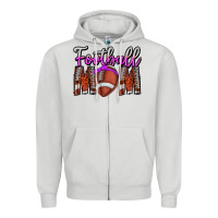 Dove Grey Football Mom Zipper Hoodie - CowhideDigitalArt
