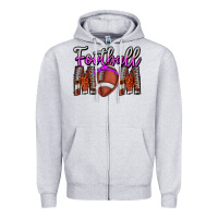 Heather Grey Football Mom Zipper Hoodie - CowhideDigitalArt