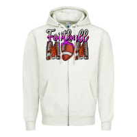 Oatmeal Heather Football Mom Zipper Hoodie - CowhideDigitalArt
