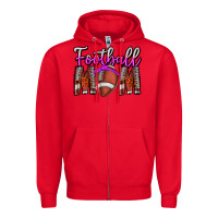 Red Football Mom Zipper Hoodie - CowhideDigitalArt