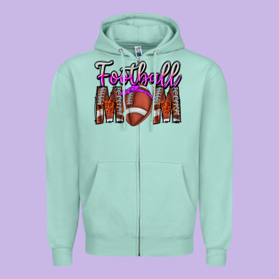 Football Mom Zipper Hoodie Designed By Cowhidedigitalart