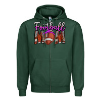 Sports Green Football Mom Zipper Hoodie - CowhideDigitalArt