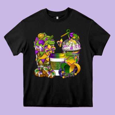 Mardi Gras Coffee Cups Heavy Core Tee Designed By Bundleandbundleshop