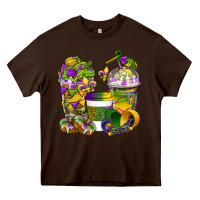 Chocolate Brown Mardi Gras Coffee Cups Heavy Core Tee - BundleAndBundleShop