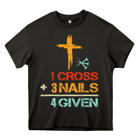 Asphalt Vintage 1 Cross 3 Nails Forgiven Christian Easter Gift Heavy Core Tee - lanVoArt