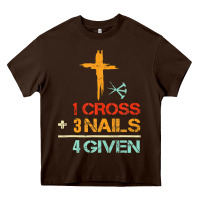 Vintage 1 Cross 3 Nails Forgiven Christian Easter Gift Heavy Core Tee | Teevron