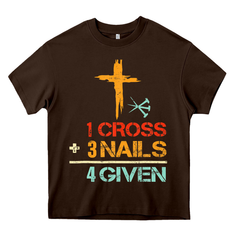 Vintage 1 Cross 3 Nails Forgiven Christian Easter Gift Heavy Core Tee by lanVoArt | Teevron