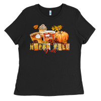 Black happy fall y'all Ladies Tee - LillyAllenDesigns