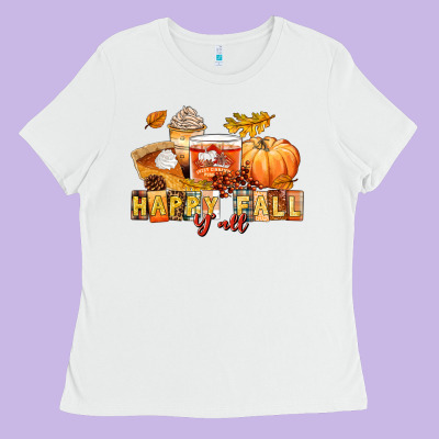 Happy Fall Y'all Ladies Tee Designed By Lillyallendesigns