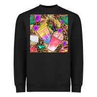 Black school girl coffee cup with leopard seamless pattern bbs Heavyweight Sweatshirt - BundleAndBundleShop
