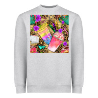 Heather Grey school girl coffee cup with leopard seamless pattern bbs Heavyweight Sweatshirt - BundleAndBundleShop