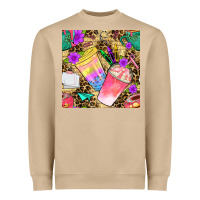 Mushroom school girl coffee cup with leopard seamless pattern bbs Heavyweight Sweatshirt - BundleAndBundleShop