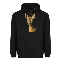 Black Red brocket Deer Head Heavyweight Hoodie - LillyAllenDesigns