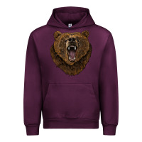 Mauve Wine bear head Urban Hoodie - BarkalooDesign