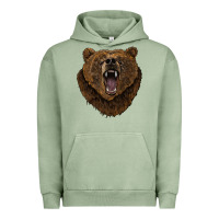 Pigment Oil Green bear head Urban Hoodie - BarkalooDesign