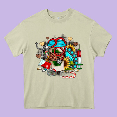 Christmas Sunflower Gemstone Nurse Heavy Core Tee Designed By Jahusdesignshop