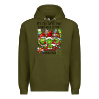 Army Green it's fine we're fine everythıng is fine! nursecre Premium Hoodie - FaDigitalArtStudio