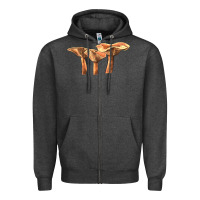 Charcoal Heather Lactarius Rufus Mushroom Illustrations Zipper Hoodie - LillyAllenDesigns