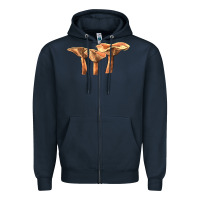 Navy Lactarius Rufus Mushroom Illustrations Zipper Hoodie - LillyAllenDesigns