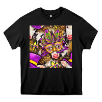Black Mardi Gras cow with carnival mask seamless pattern Heavy Core Tee - BundleAndBundleShop