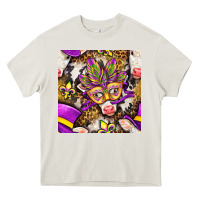 Cream Mardi Gras cow with carnival mask seamless pattern Heavy Core Tee - BundleAndBundleShop