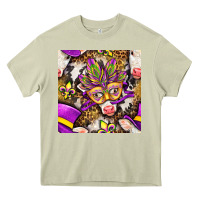 Mossy Mardi Gras cow with carnival mask seamless pattern Heavy Core Tee - BundleAndBundleShop