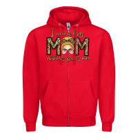 Red Iam Boy Mom Nothing Scares Me Zipper Hoodie - CowhideDigitalArt