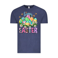 Vintage Denim Happy Easter with eggs Vintage Tee - NancyCooperArtShop