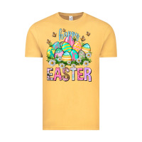Vintage Mustard Happy Easter with eggs Vintage Tee - NancyCooperArtShop
