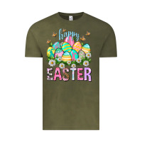 Vintage Olive Happy Easter with eggs Vintage Tee - NancyCooperArtShop