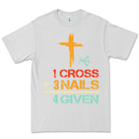 Dove Grey Vintage 1 Cross 3 Nails Forgiven Christian Easter Gift Premium Tee - lanVoArt
