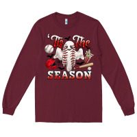 Burgundy tis the season baseball halloween Long Sleeve Tee - CowGirlArtShop