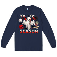 Navy tis the season baseball halloween Long Sleeve Tee - CowGirlArtShop