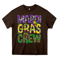Chocolate Brown Mardi Gras crew Heavy Core Tee - BundleAndBundleShop