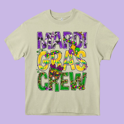 Mardi Gras Crew Heavy Core Tee Designed By Bundleandbundleshop