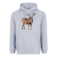 Heather Grey Mule Buck Deer Heavyweight Hoodie - LillyAllenDesigns