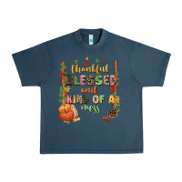 Midnight Navy Thankful blessed and kind of a mess Urban Heavy Tee - NancyCooperArtShop
