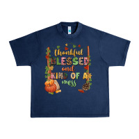 Navy Thankful blessed and kind of a mess Urban Heavy Tee - NancyCooperArtShop