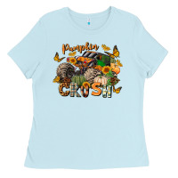 Baby Blue pumpkin crush truck Ladies Tee - LillyAllenDesigns