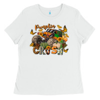 White pumpkin crush truck Ladies Tee - LillyAllenDesigns