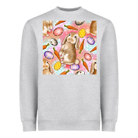 Heather Grey Happy Easter Bunny Seamless Pattern Heavyweight Sweatshirt - BundleAndBundleShop