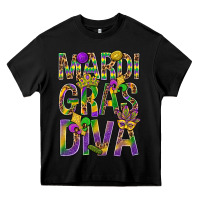 Black Mardi Gras diva Heavy Core Tee - BundleAndBundleShop