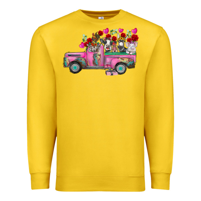 Farm Animals Valentine Truck Premium Sweatshirt by RacoonDesign | Teevron