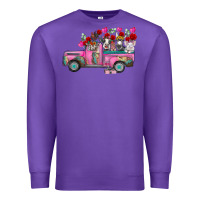 Purple farm animals valentine truck Premium Sweatshirt - RacoonDesign
