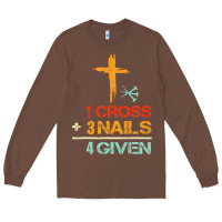 Chestnut Vintage 1 Cross 3 Nails Forgiven Christian Easter Gift Long Sleeve Tee - lanVoArt